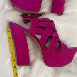 Jessica Simpson Bold Suede Pink Platform Heels